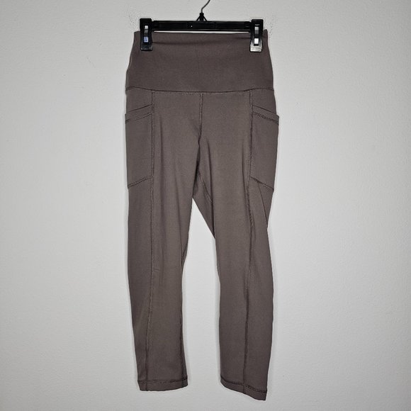 NWT 90 Degree Women's Mocha/Interlock Tribeca Crop Activewear Leggings Sz Small - Picture 1 of 5